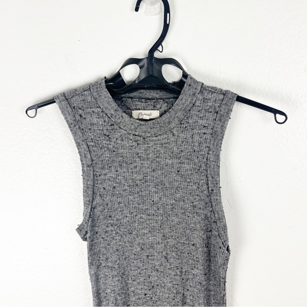 MADEWELL Gray Textured Wool Blend Mock Neck Side Splits Midi Dress, Size Medium - Picture 7 of 8